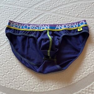 Andrew Christian Men's Purple Mesh Pouch Briefs